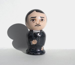 Edgar Allan Poe-Handpainted Wooden Kokeshi Doll by Licoricewits