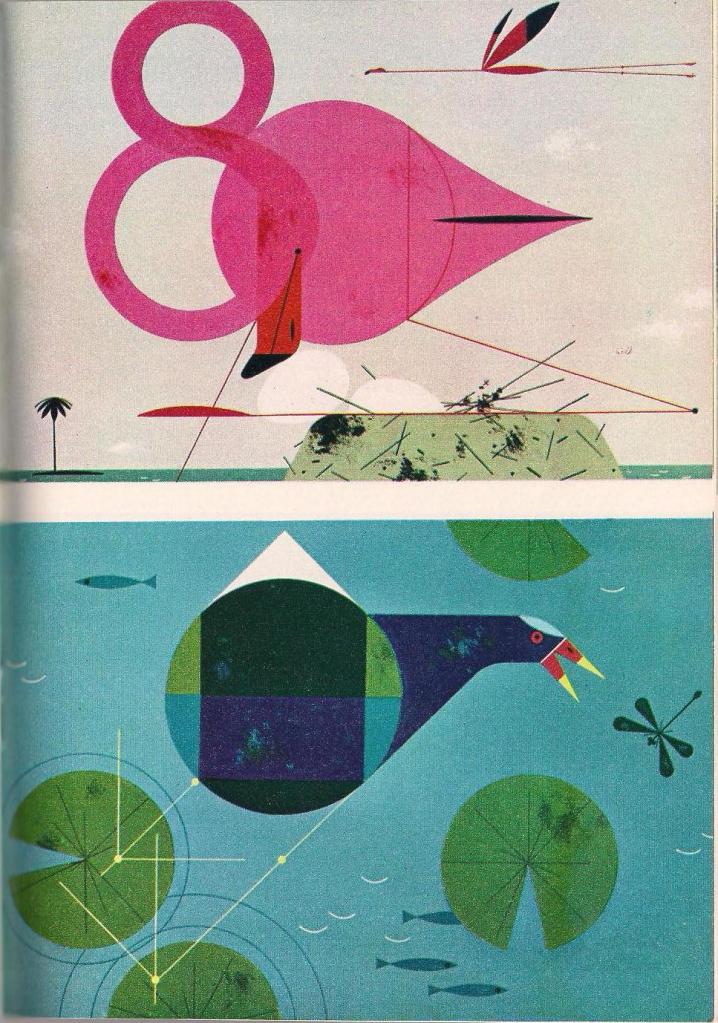 Top: Flamingo by Charley Harper Bottom: Purple Gallinule by Charley Harper