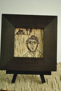 Henry David Thoreau Birch Bark Folk Art by Ghost Ship's Shanty Shop