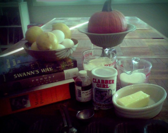 Ingredients (minus milk + a decorative pumpkin).