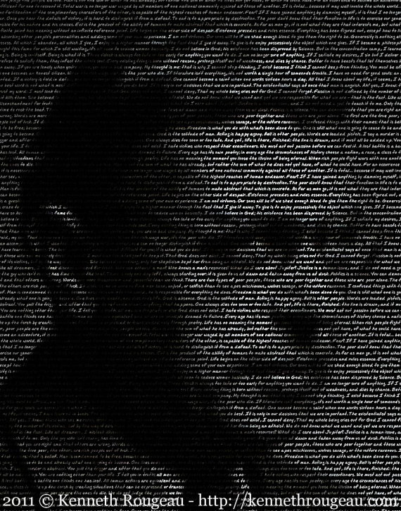 Jean-Paul Sartre Typographical Portrait by artfamilia