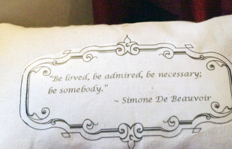Simone de Beauvoir quote throw pillow by Wednesday's Child Is