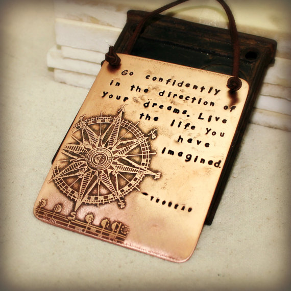Copper plaque with Thoreau quote by Hardwear Designs