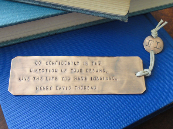 Thoreau quote copper bookmark by type to treasure