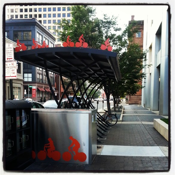 One of the new CoGo bike sharing stations. 