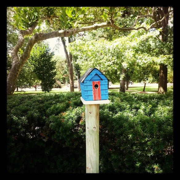 Blue birdhouse