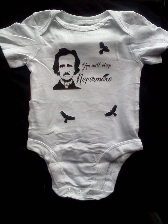 Edgar Allan Poe Baby Bodysuit (Onesie) by Super Sweet Shirt Co.