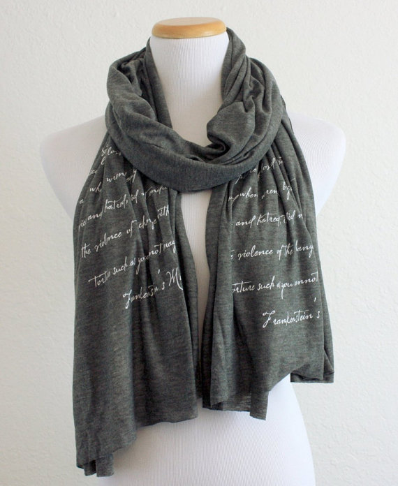 Frankenstein Quote Scarf by Thornfield Hall Designs