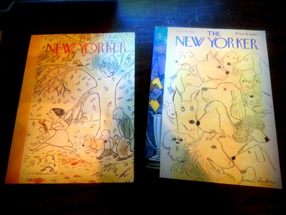 Two of James Thurber's many The New Yorker Covers.
