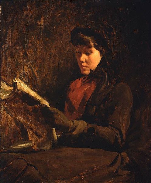 A Girl Reading by Frank Duveneck, 1870