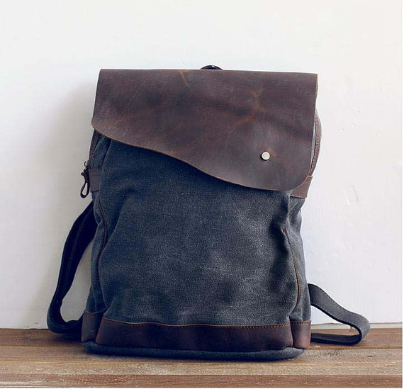Gray Canvas Backpack by Leizistudio