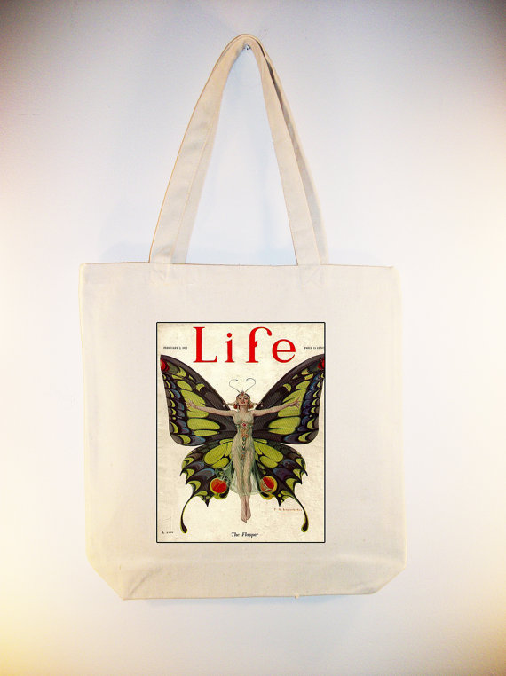 1922 Life Magazine Cover, The Flapper, Tote Bag by Whimsy Bags