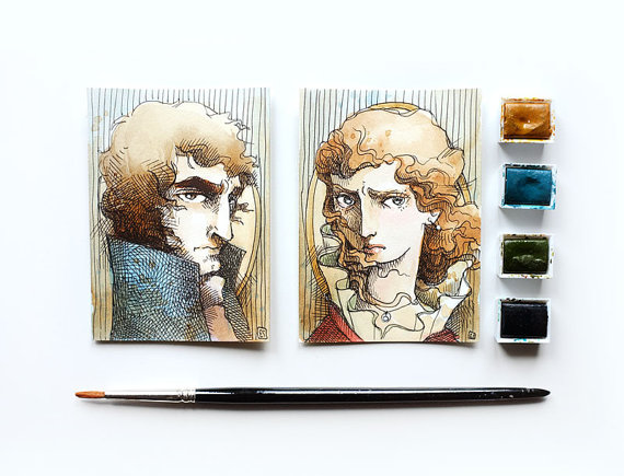 Wuthering Heights Cathy and Heathcliff Portraits by Mrs Peggotty Arts