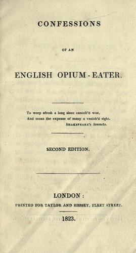Cover of the Second Edition of Confessions of an English Opium Eater, 1823