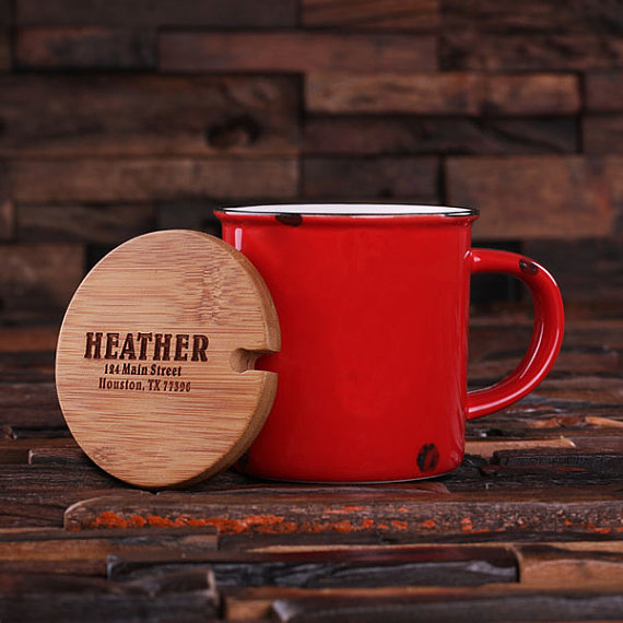 Personalized Red Enamel Mug by Teals Prairie & Co.