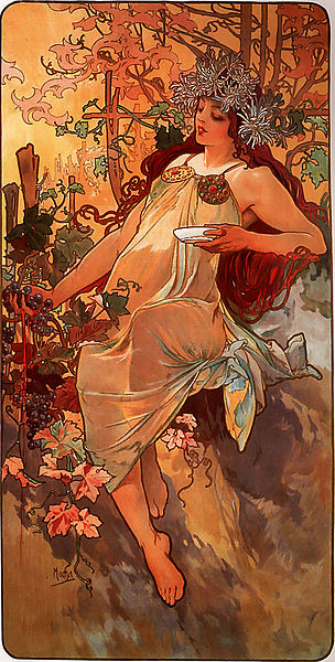 Autumn  by Alfons Mucha, 1886