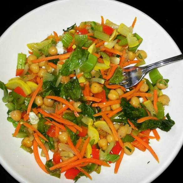 Sautéed Chickpeas and Veg, with Wilted Lettuce