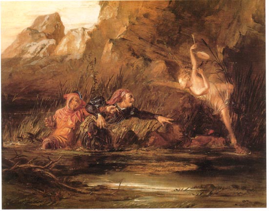 Ariel and Caliban by William Bell Scott, 1865