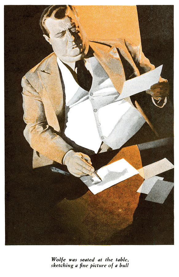 Wolfe was seated at the table