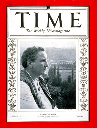 Gertrude Stein on the cover of the 11 September 1933 issue of TIME Magazine