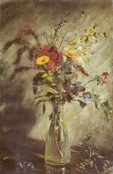 Flowers in a glass vase, study by John Constable, circa 1814