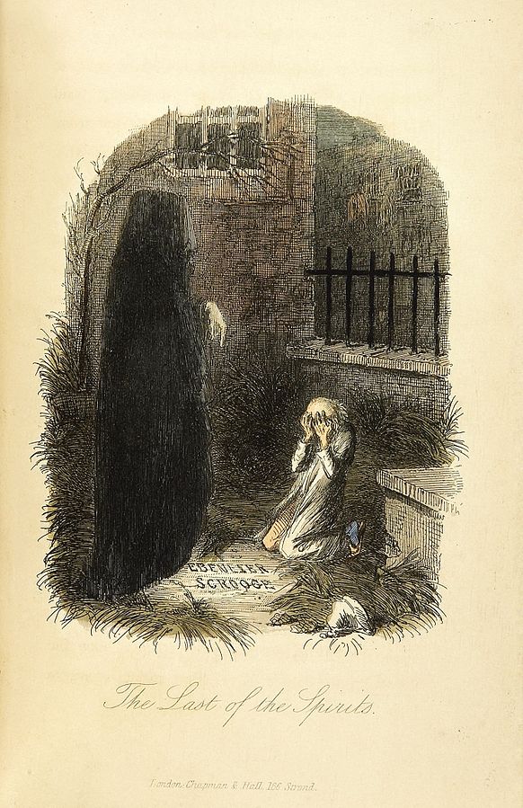 The Last of the Spirits by John Leech. From the First Edition of A Christmas Carol, 1843.