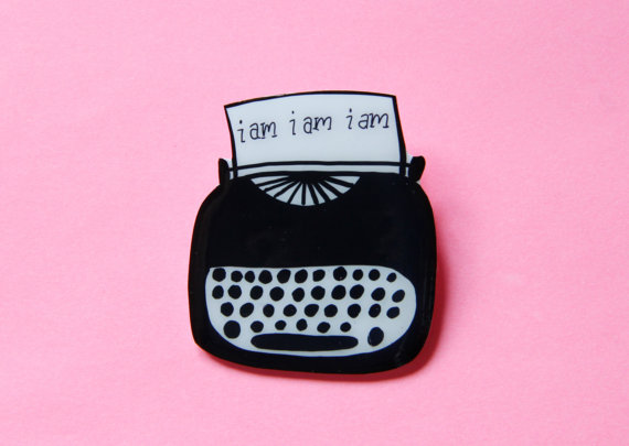 Sylvia Plath Typewriter Brooch by Modern Girl Blitz. $15.00