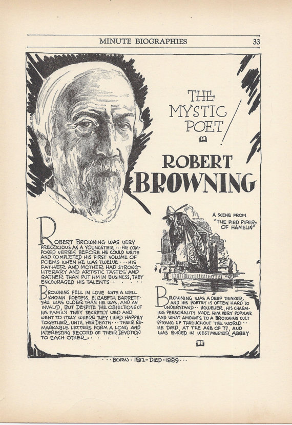 Vintage Robert Browning Art Print at Vintage Buttercup. $12.00